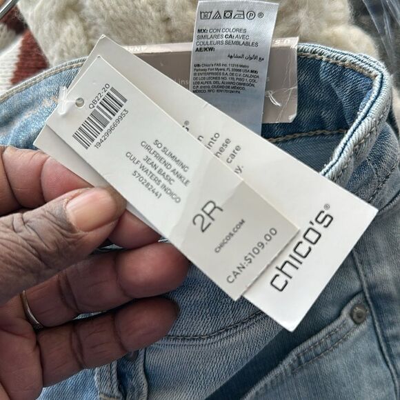 Chico’s So slimming Girlfriend Ankle Jeans 2R=12-14 - Picture 6 of 7